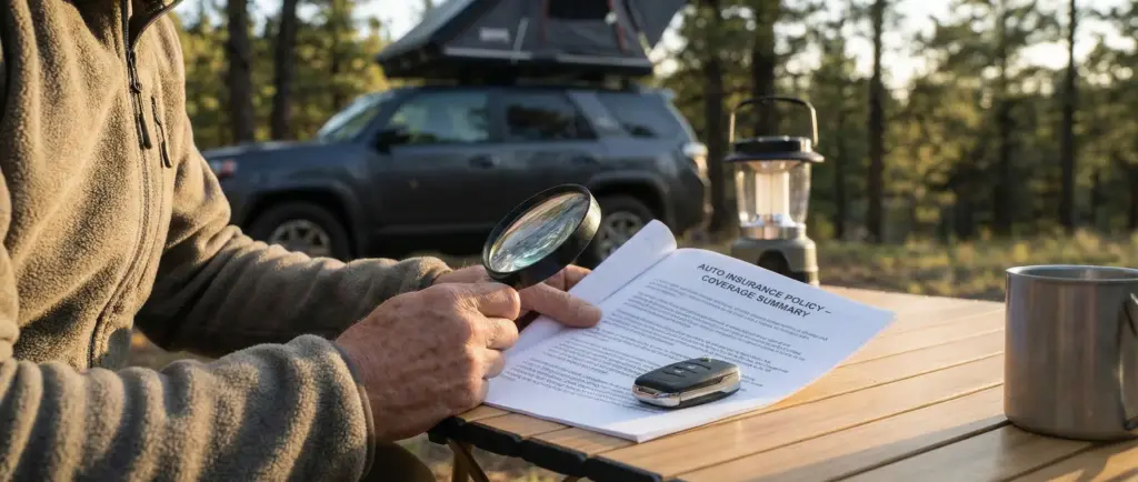 Lecture attentive d'un contrat d'assurance automobile pour vérifier la couverture des accessoires