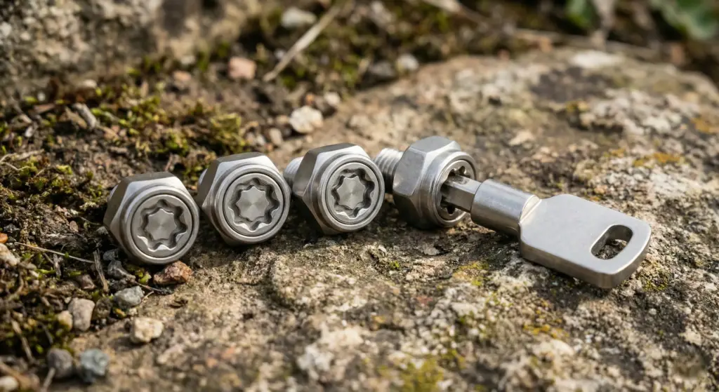 Kit d'écrous antivol de sécurité pour tente de toit avec clé à empreinte unique