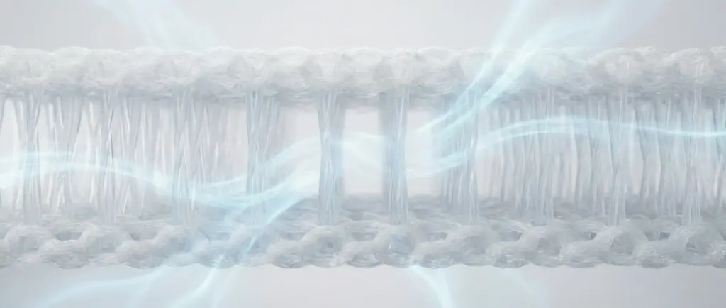 Zoom texture sous-matelas anti-condensation maille 3D structure alvéolée circulation air