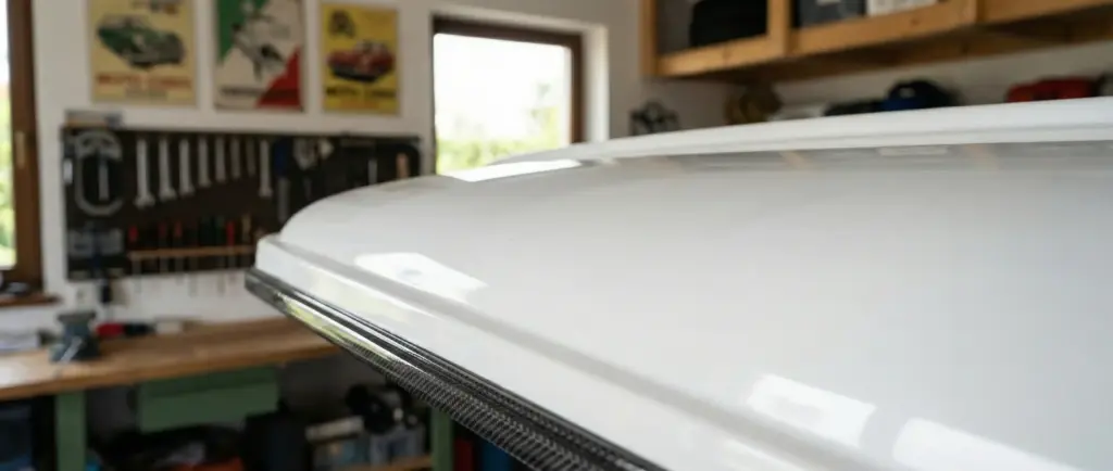 Détail de la coque en fibre de verre faite main en Italie