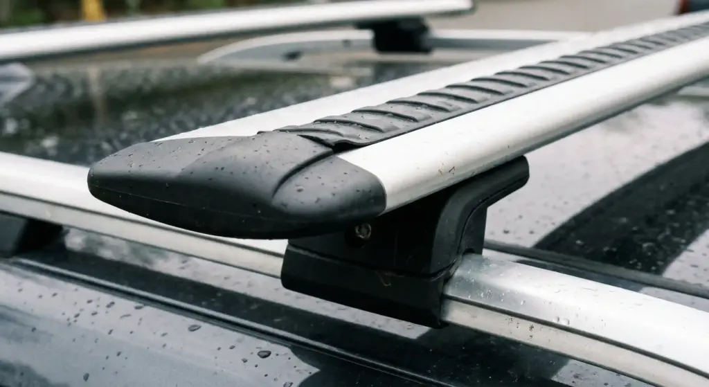 Gros plan sur une barre de toit Thule WingBar Evo et sa technologie WindDiffuser